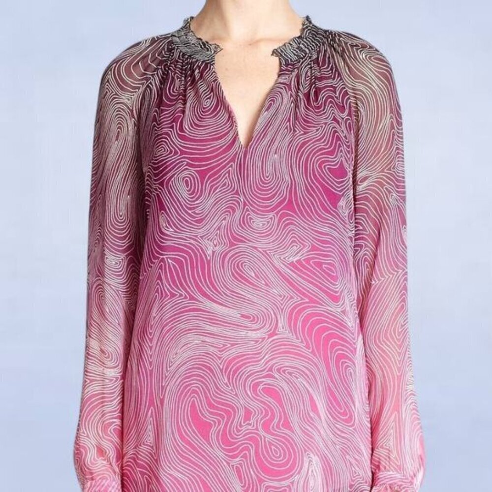 Diane Von Furstenberg Leysa Pink Silk Blouse - Size 2